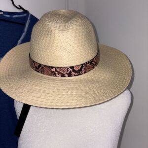 BCBGMAXAZRIA Blue Depths Tribal Stripe Floppy Straw Hat Wide Brim Scalloped NWT BCBGMaxAzria | Accessories | Bcbg Floppy Wide Brim Hat  main image 3